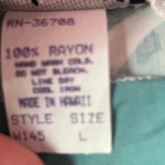 Vtg 90s Hawaiian Rayon Tropical Palm Resort Shift Dress Size Large Island Beach - Picture 4 of 6